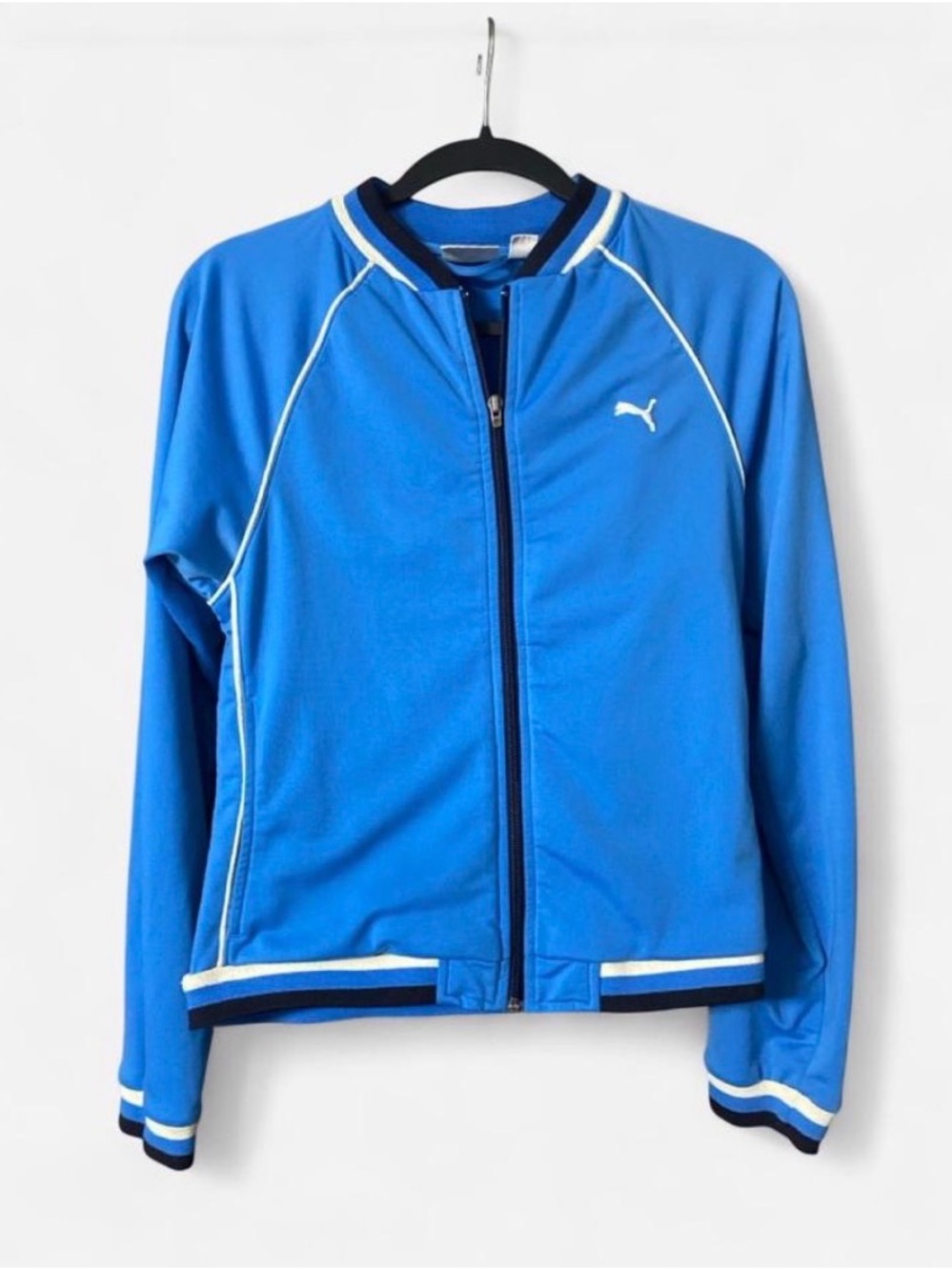 Puma Kids Blue Track Zip Jacket with White Piping